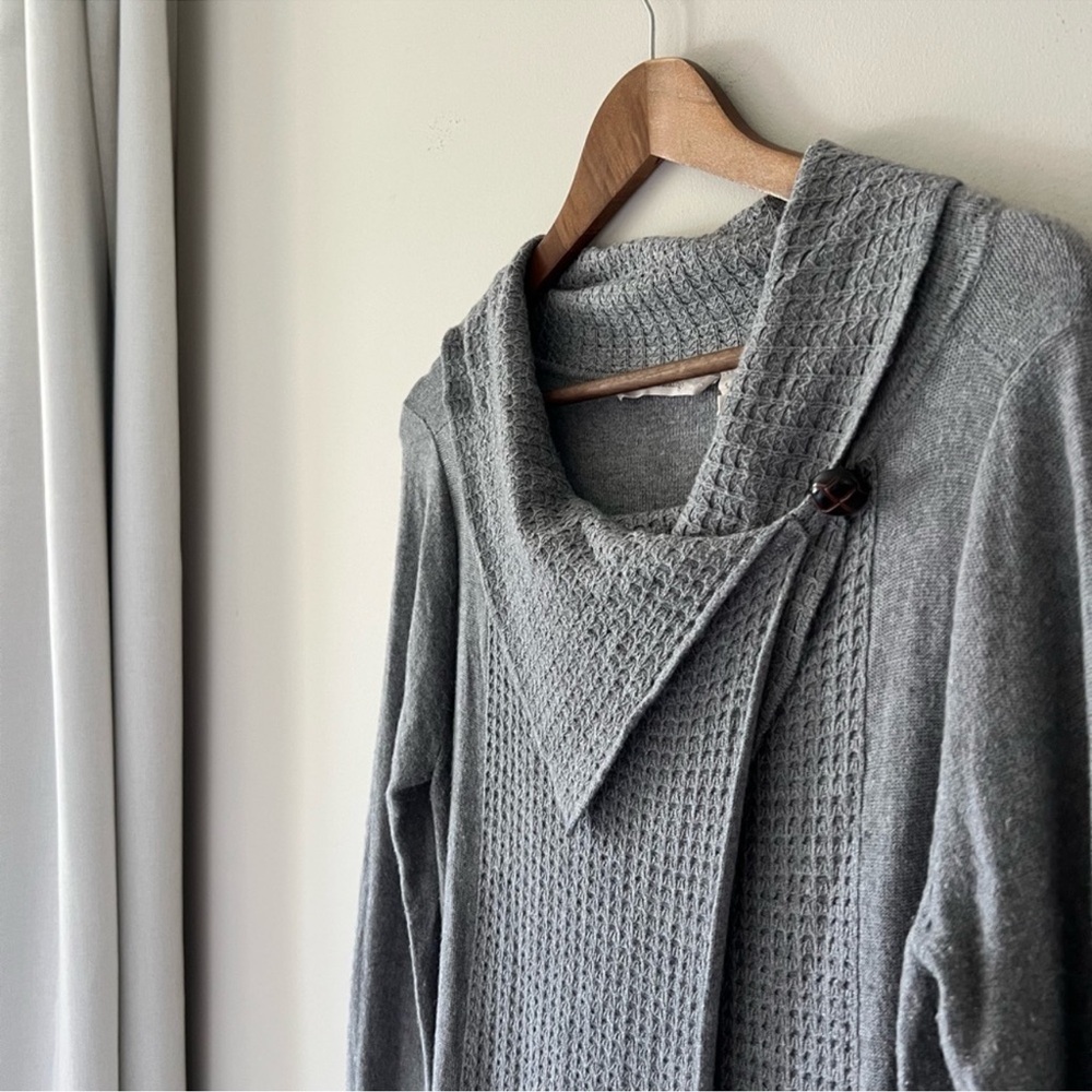 Soft Surroundings Miranda Gray Knit Wrap Cardigan Cowl Neck Size S - Picture 3 of 10